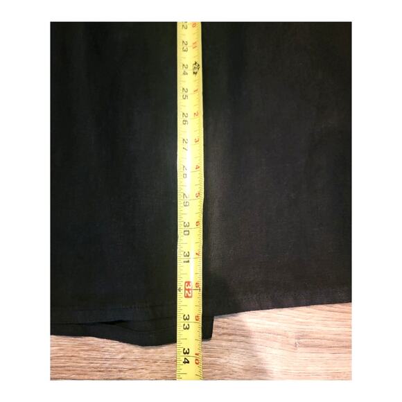 Bryn Walker Lagenlook Linen Tunic Top Women's Boho Sz Large Black Ruffles - Picture 9 of 10